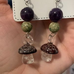 Handmade beautiful glass mushrooms earrings